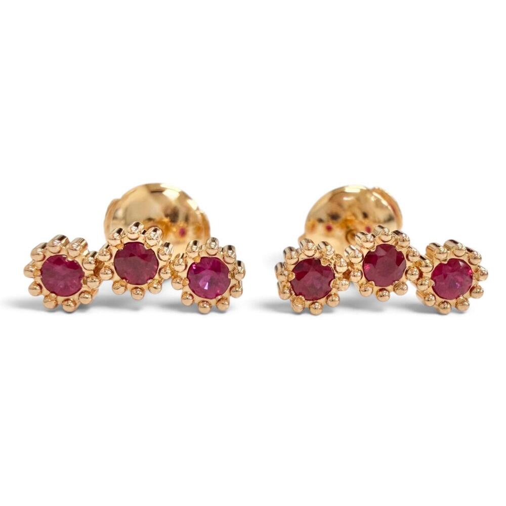 Christian Dior Mimi Rose Single Stud Earrings, Pair, Ruby, 750 (YG) 18K Yello...